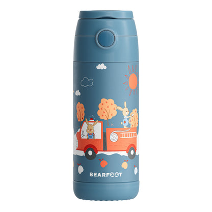 Thermo Kinder Trinkflasche Edelstahl - Feuerwehr Hase blau