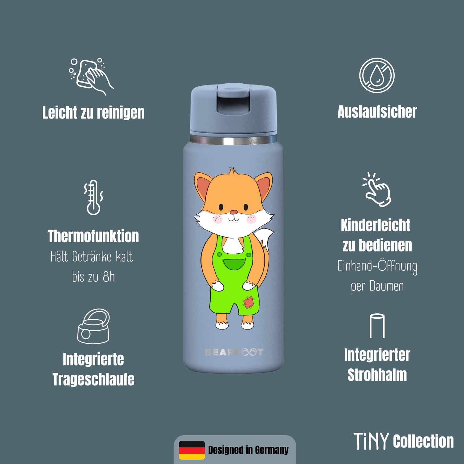 TINY Thermo Kinder Trinkflasche Edelstahl - Fuchs