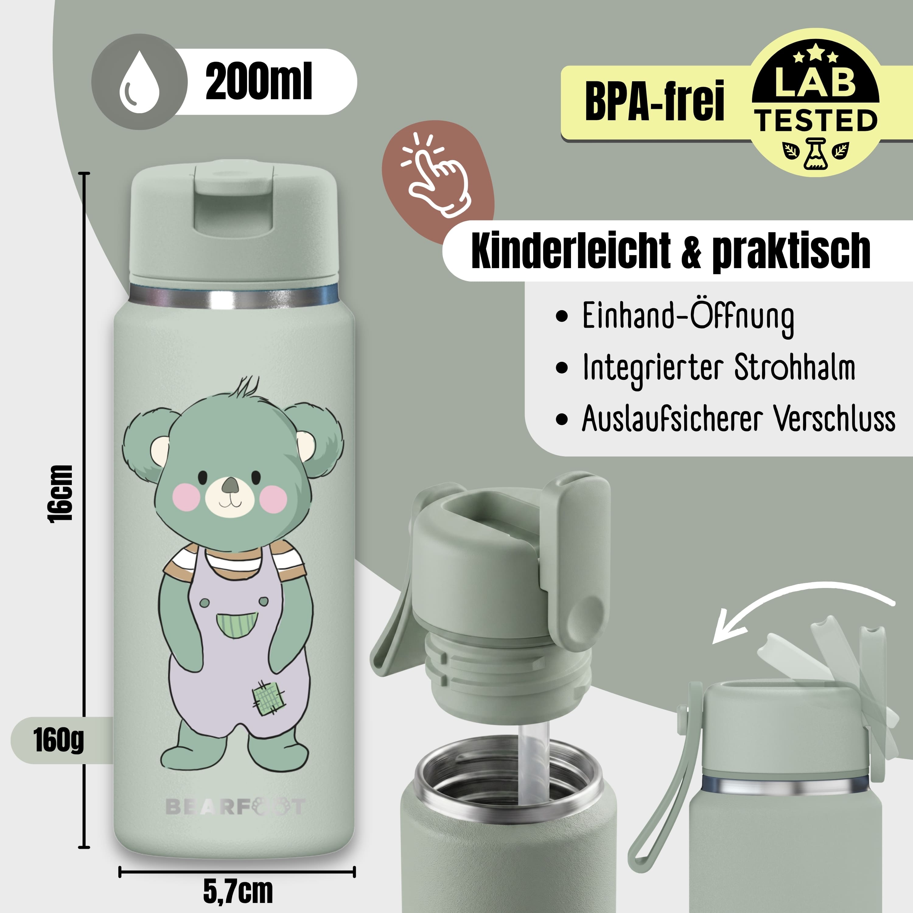 TINY Thermo Kinder Trinkflasche Edelstahl - Koala