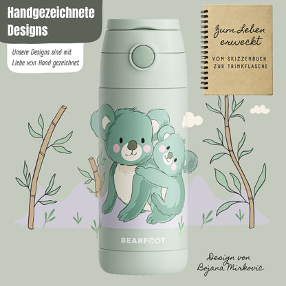 Thermo Kinder Trinkflasche Edelstahl - Koala grün