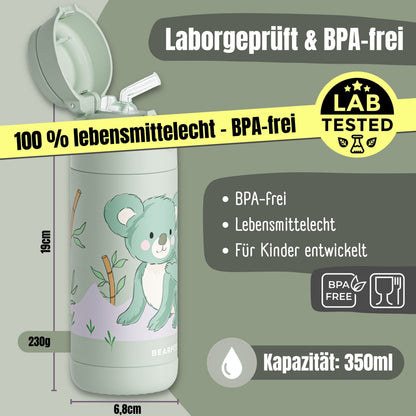 Thermo Kinder Trinkflasche Edelstahl - Koala grün