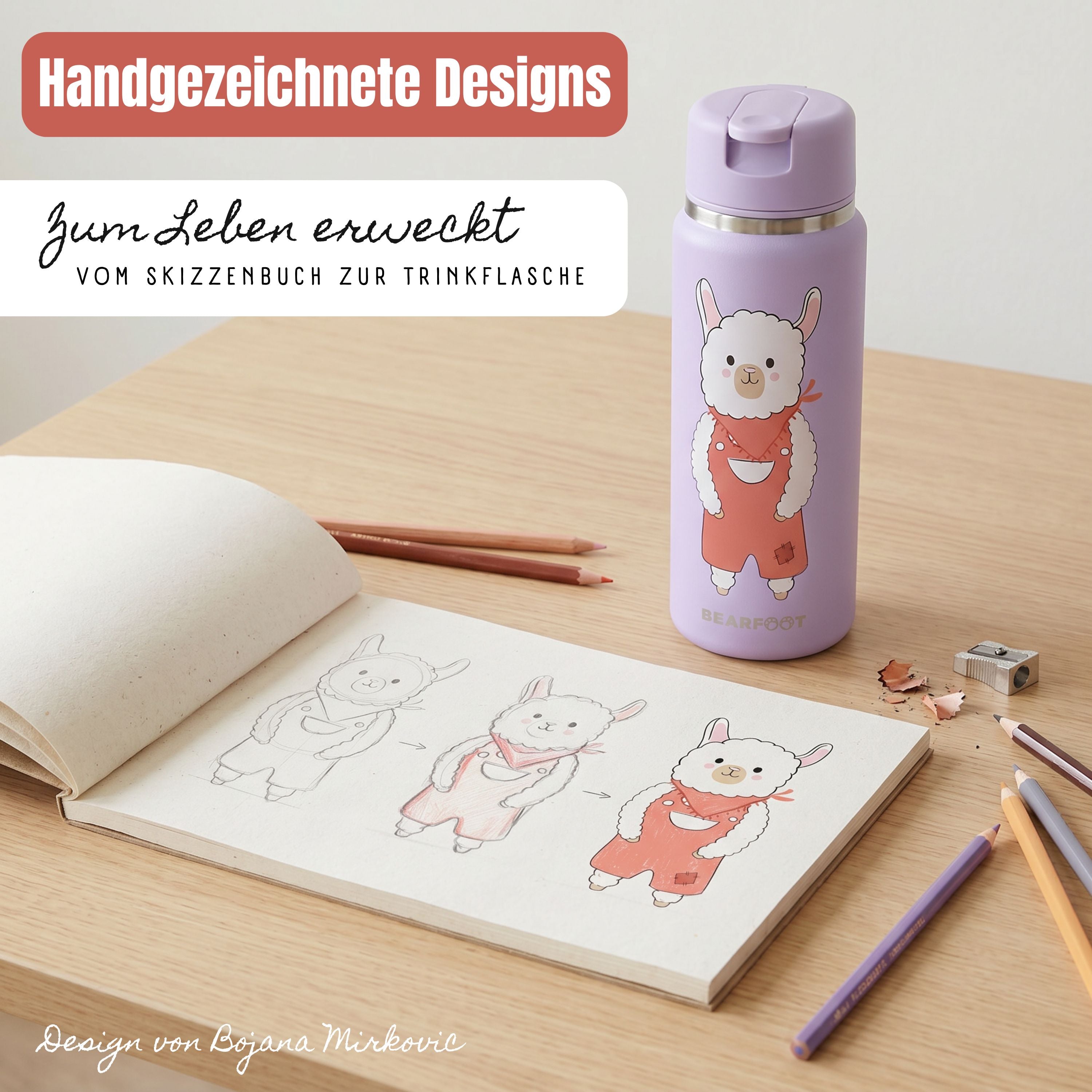 TINY Thermo Kinder Trinkflasche Edelstahl - Lama