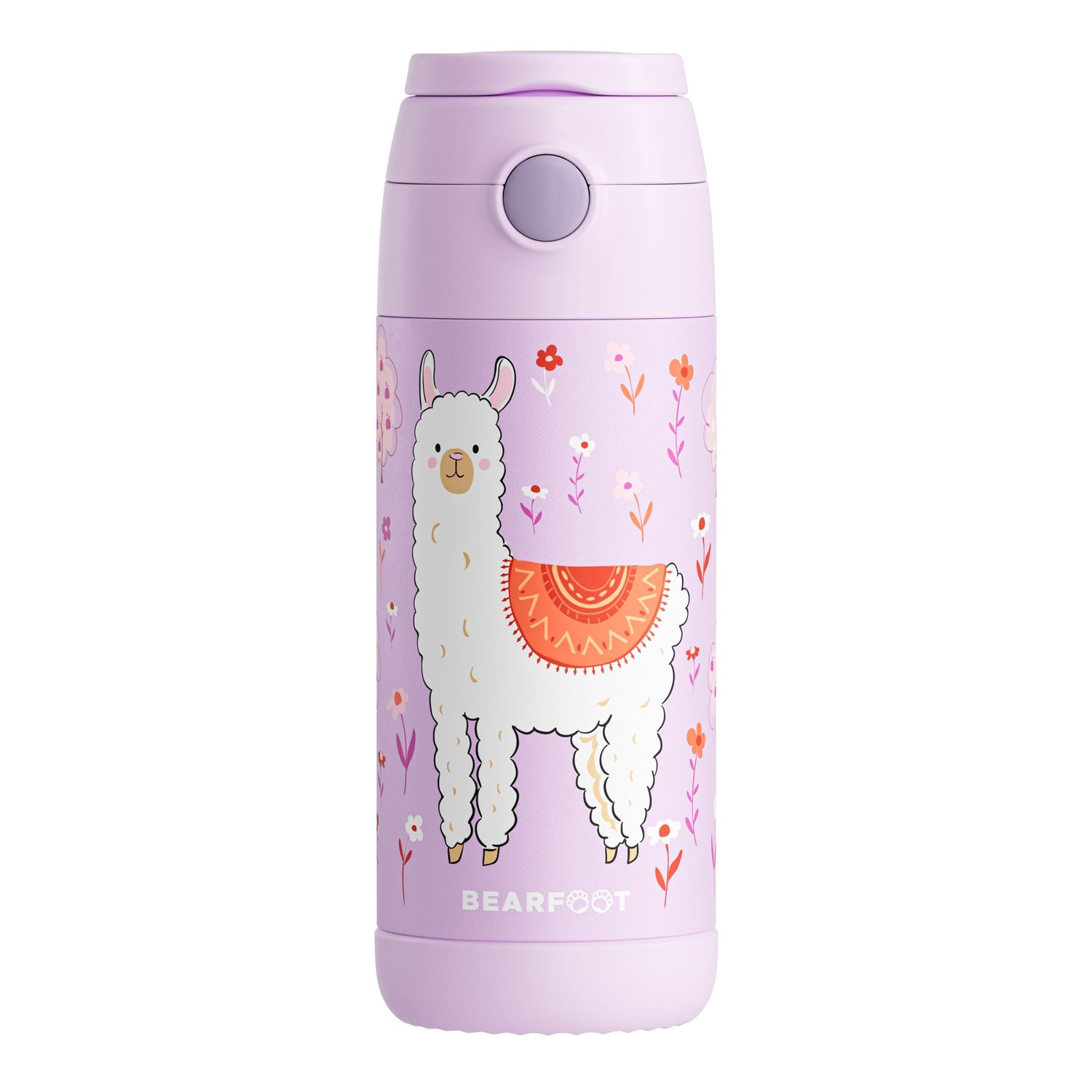 Thermo Kinder Trinkflasche Edelstahl - Lama lila