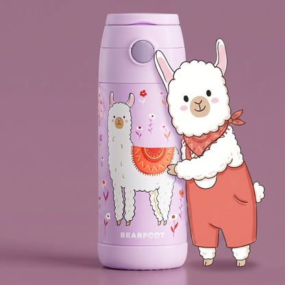 Thermo Kinder Trinkflasche Edelstahl - Lama lila