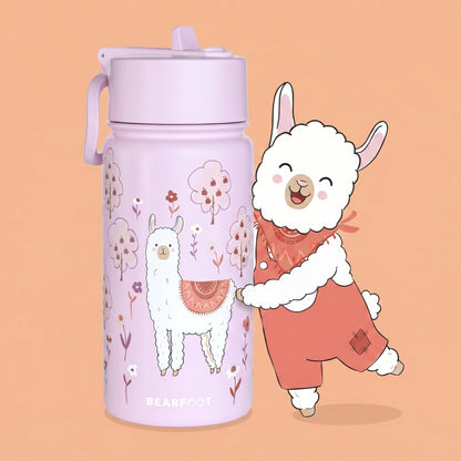 Gourde thermos pour enfants en acier inoxydable - lama violet