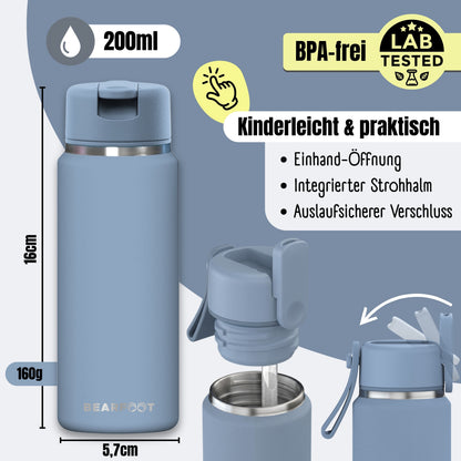 TINY Thermo Kinder Trinkflasche Edelstahl - blau
