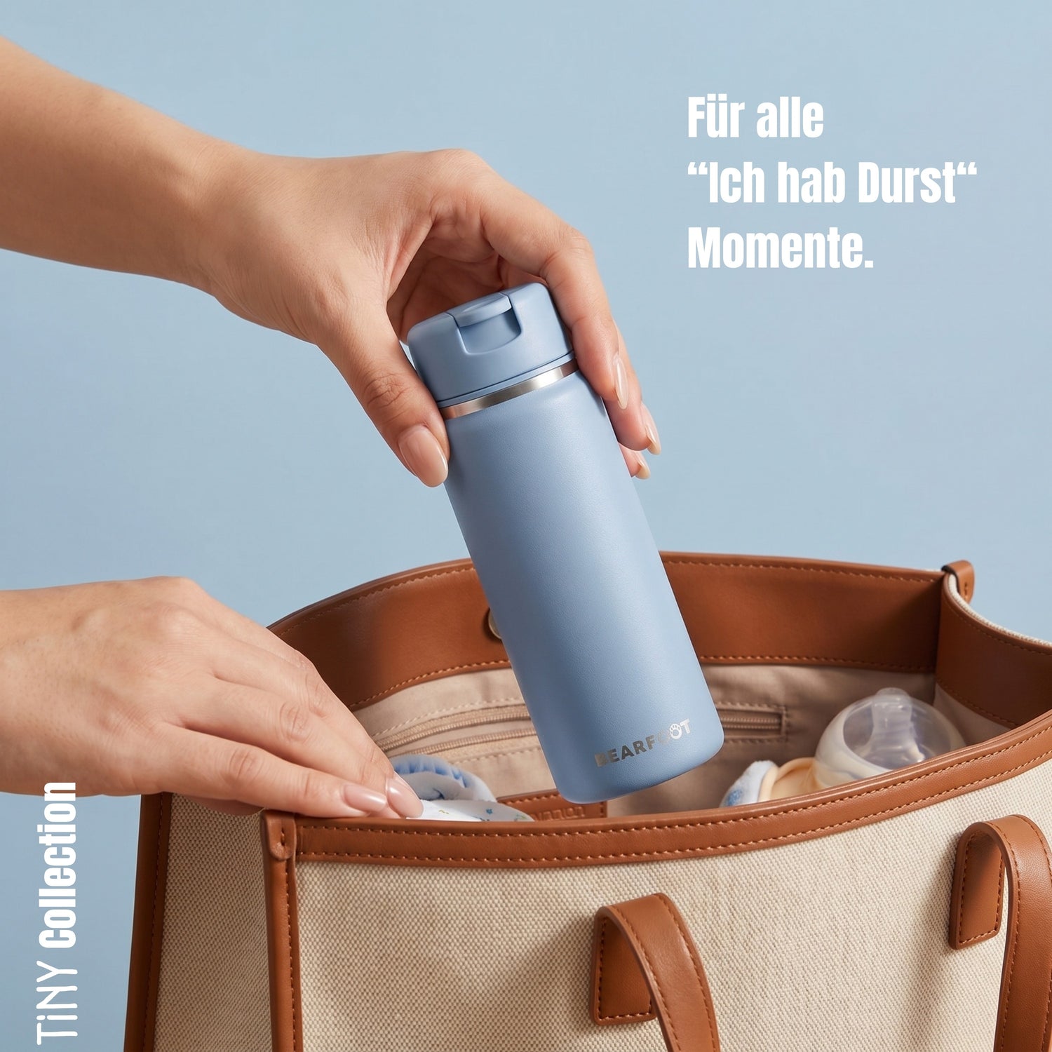 TINY Thermo Kinder Trinkflasche Edelstahl - blau