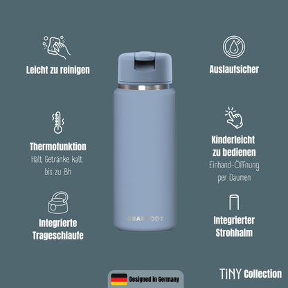 TINY Thermo Kinder Trinkflasche Edelstahl - blau
