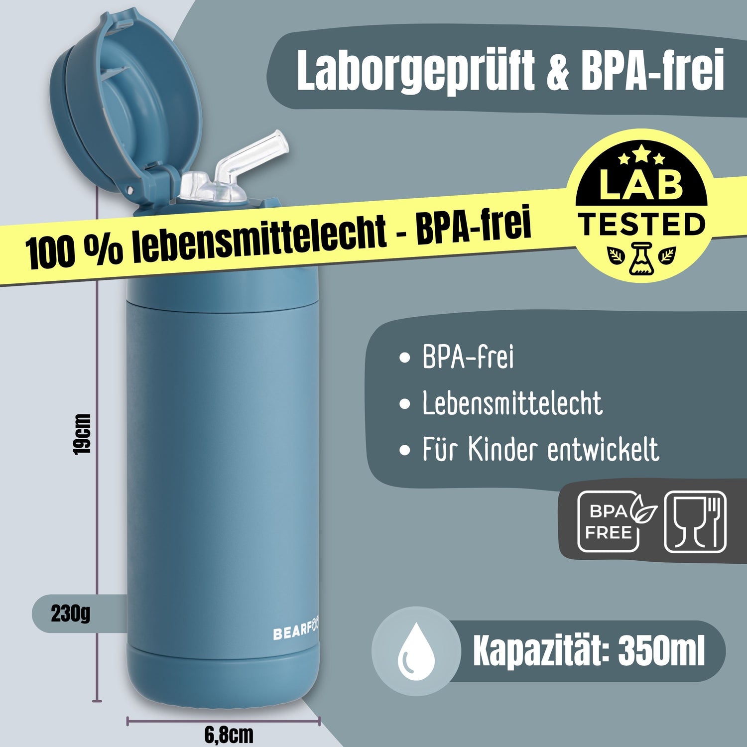 Thermo Kinder Trinkflasche Edelstahl - blau