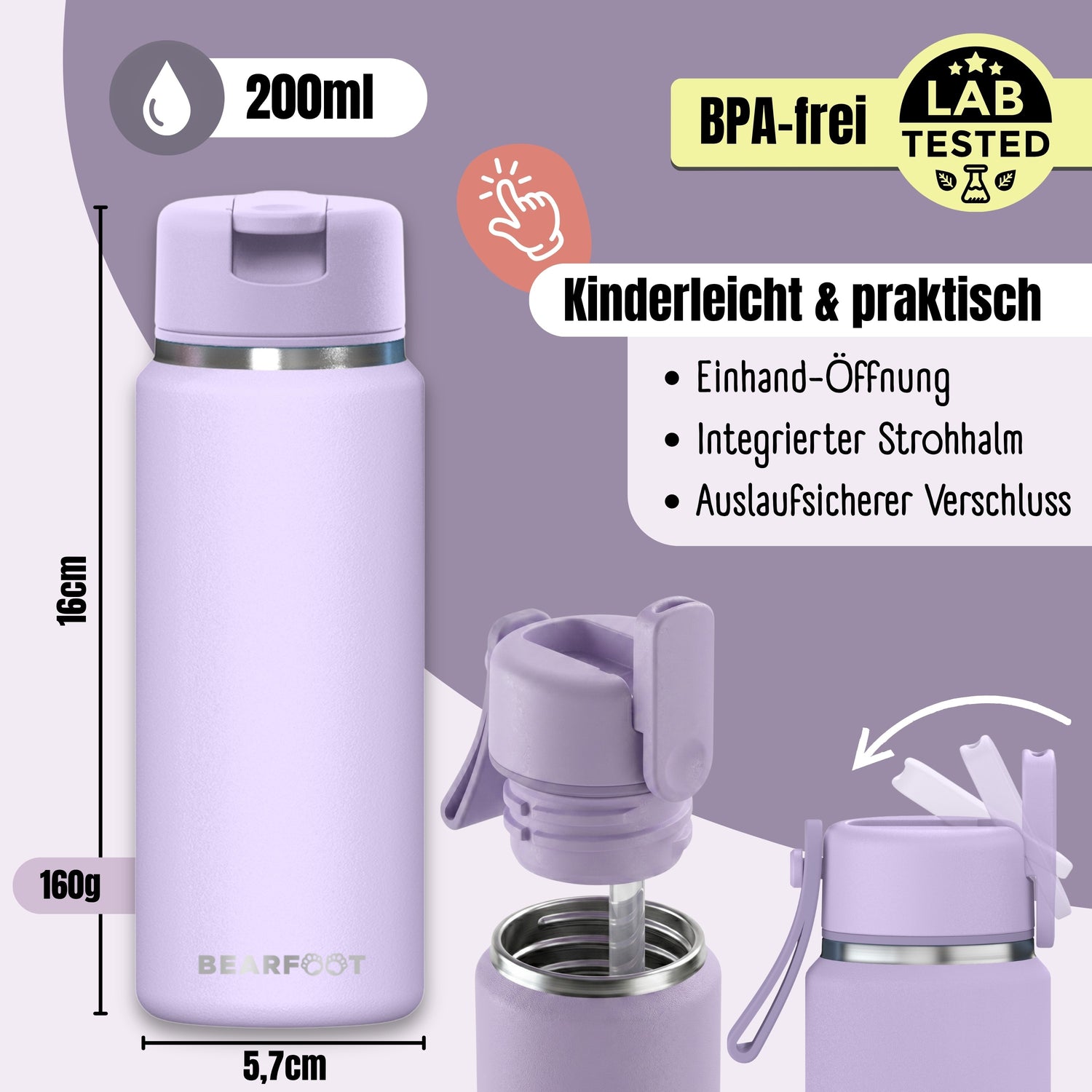 TINY Thermo Kinder Trinkflasche Edelstahl - Lila