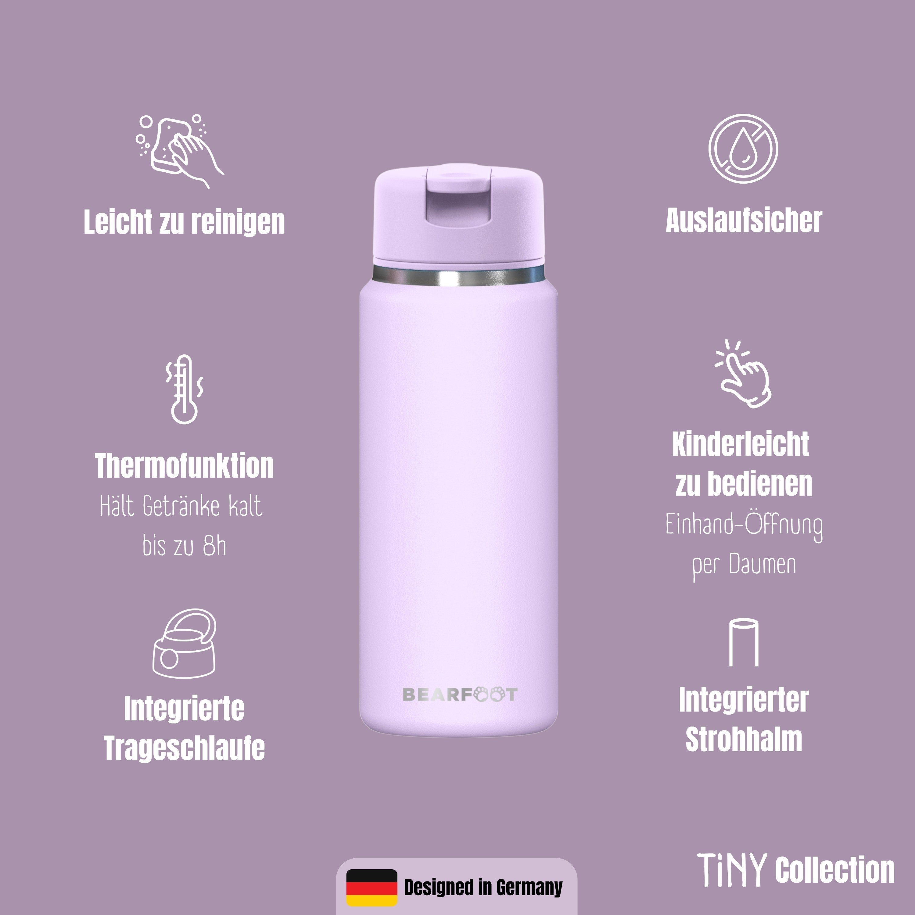 TINY Thermo Kinder Trinkflasche Edelstahl - Lila