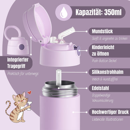 Thermo Kinder Trinkflasche Edelstahl - lila