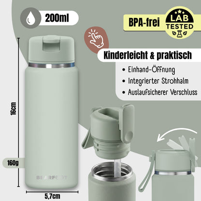 TINY Thermo Kinder Trinkflasche Edelstahl - Grün