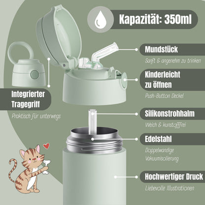 Thermo Kinder Trinkflasche Edelstahl - grün