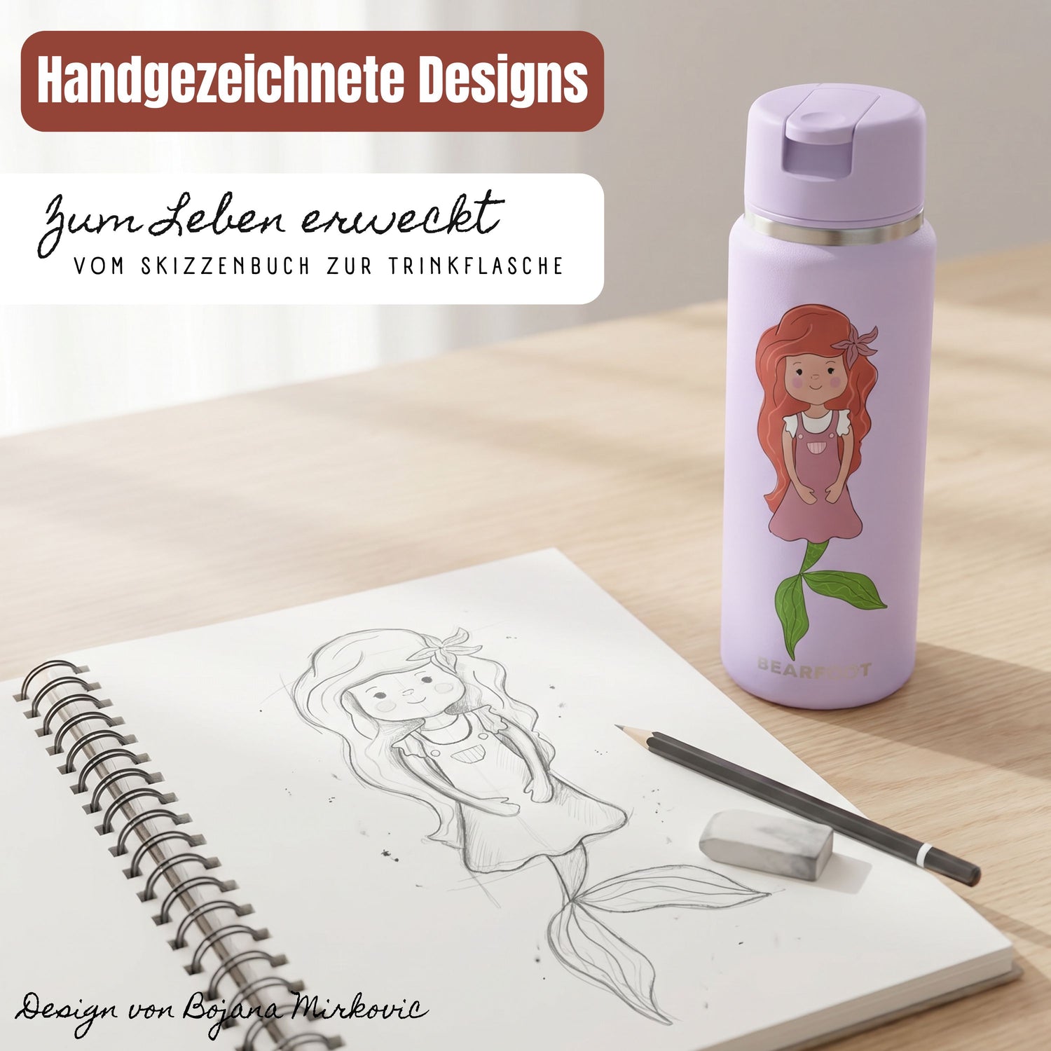 TINY Thermo Kinder Trinkflasche Edelstahl - Meerjungfrau