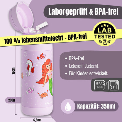 Thermo Kinder Trinkflasche Edelstahl - Meerjungfrau lila