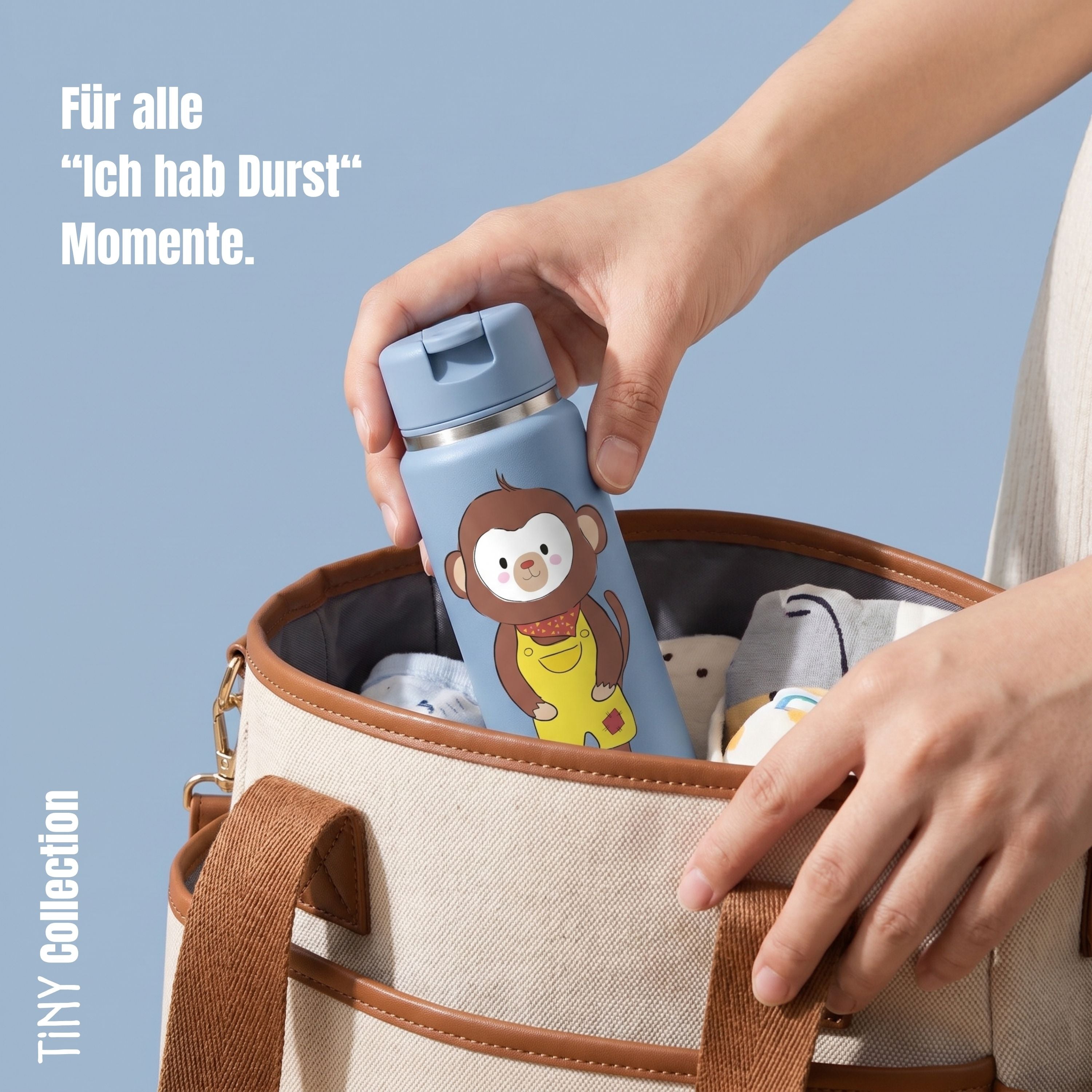 TINY Thermo Kinder Trinkflasche Edelstahl - Affe
