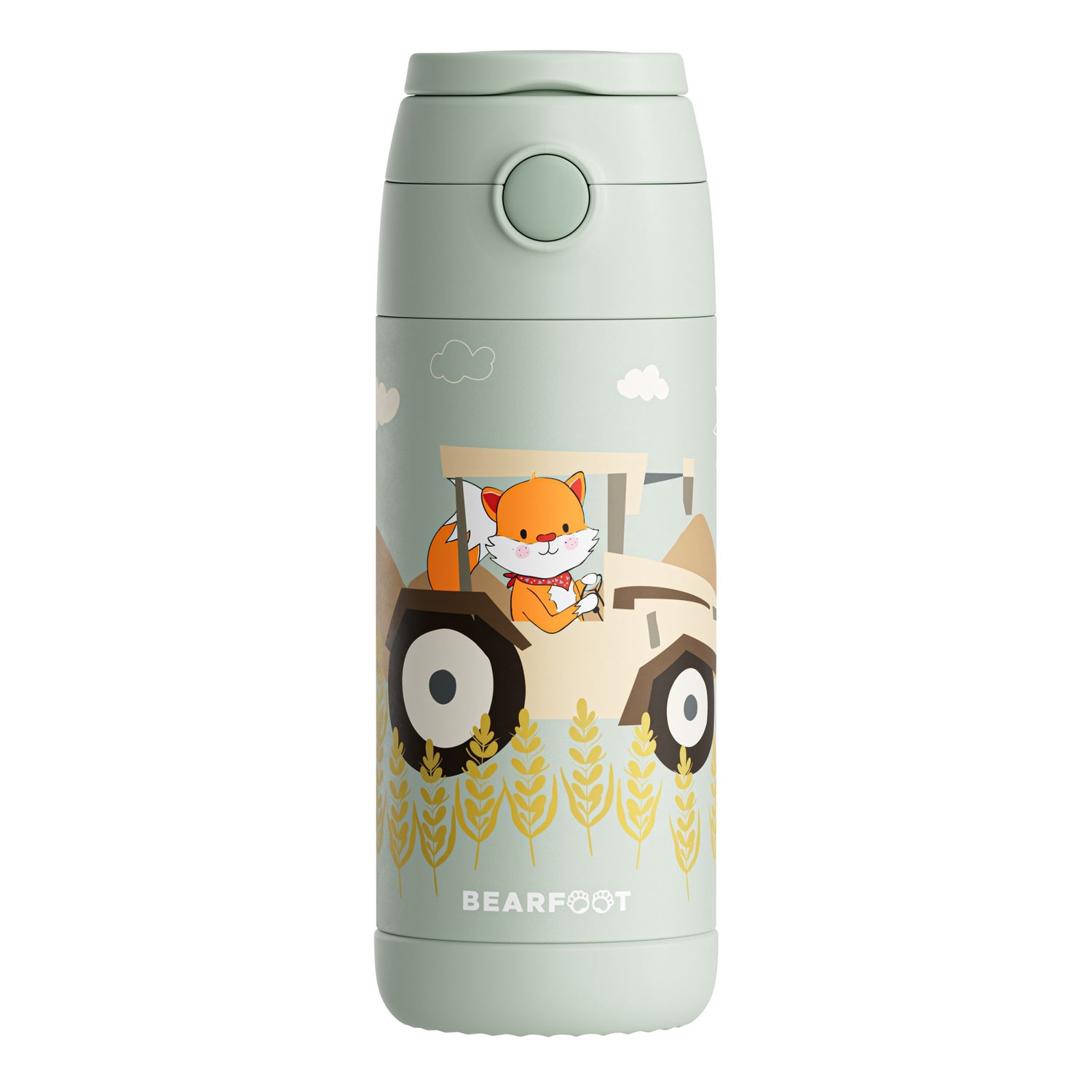 Thermo Kinder Trinkflasche Edelstahl - Traktor grün