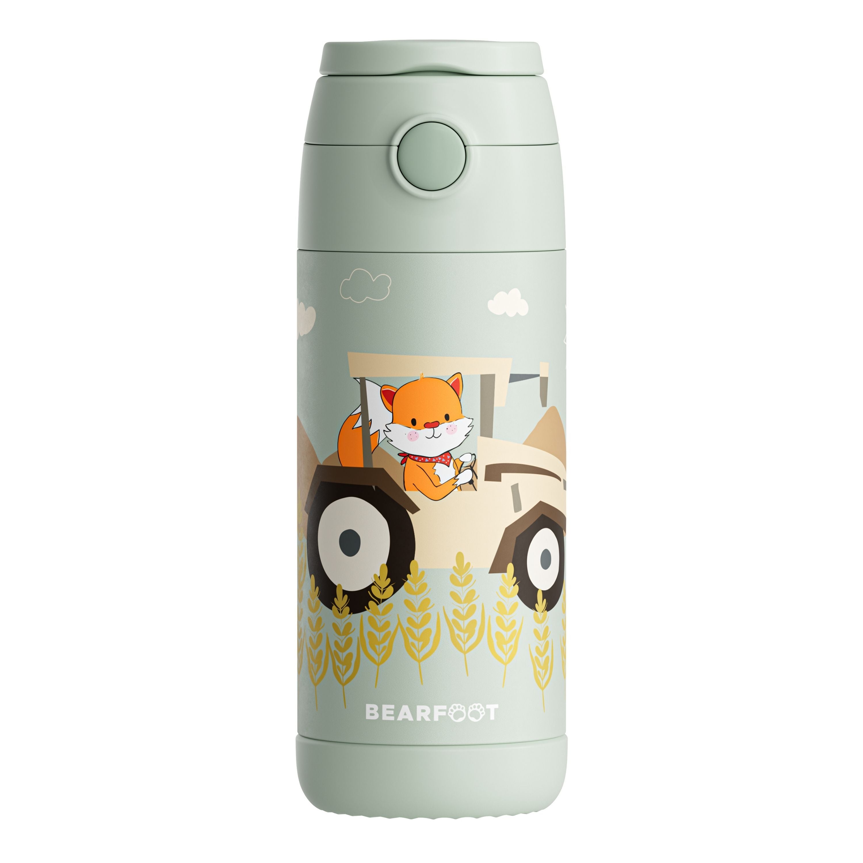 Thermo Kinder Trinkflasche Edelstahl - Traktor grün