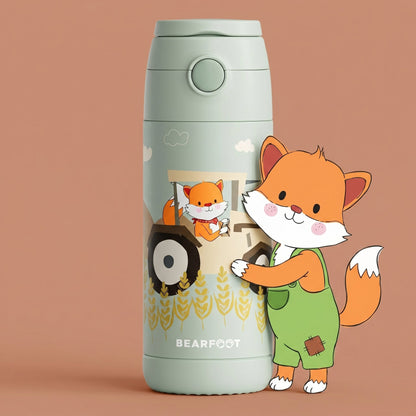 Thermo Kinder Trinkflasche Edelstahl - Traktor grün