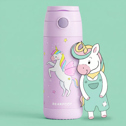 Thermo Kinder Trinkflasche Edelstahl - Einhorn lila
