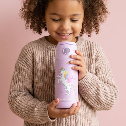 Thermo Kinder Trinkflasche Edelstahl - Einhorn lila