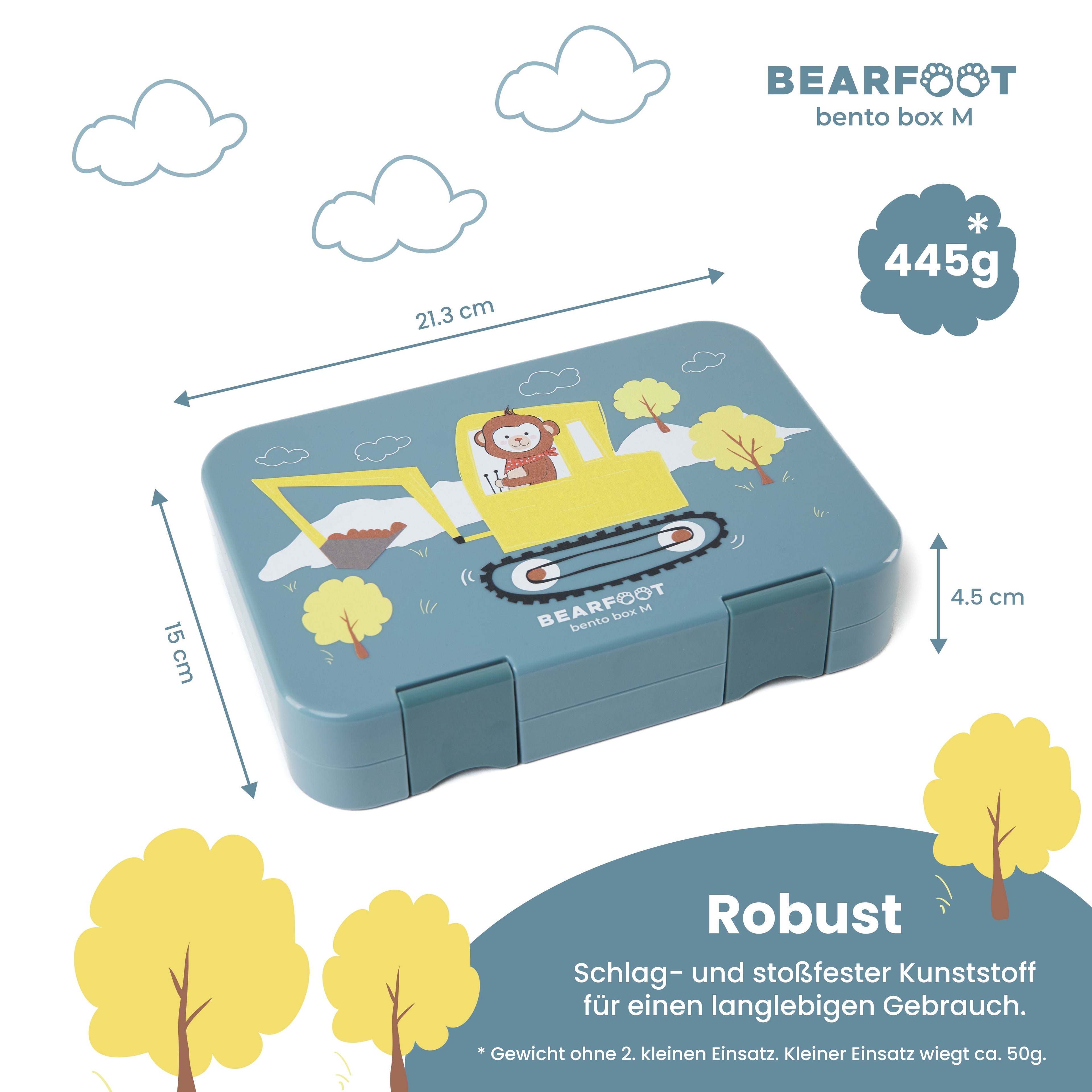 Boîte à lunch enfant avec compartiments, boîte à lunch, boîte à bento - bleu singe
